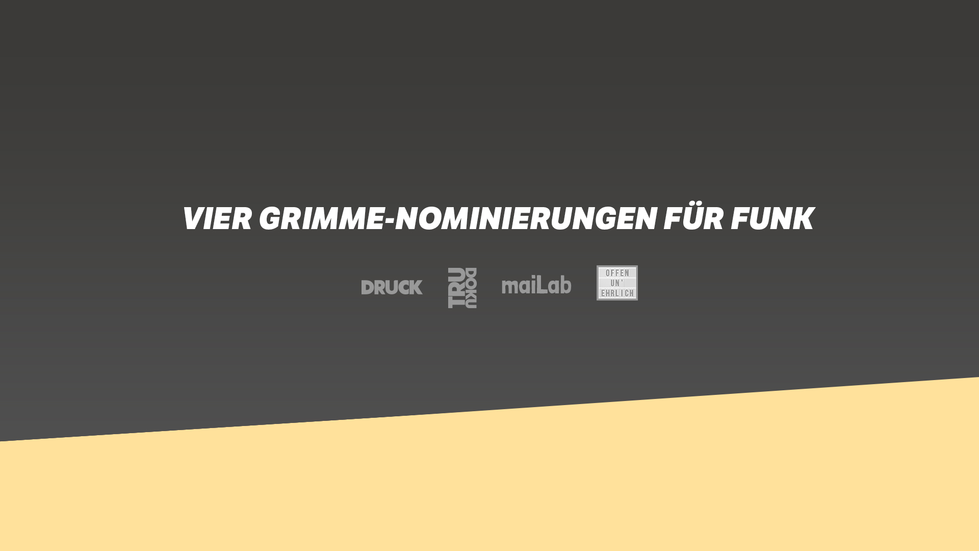 Vier Grimme-Nominierungen für funk Formate und Köpfe